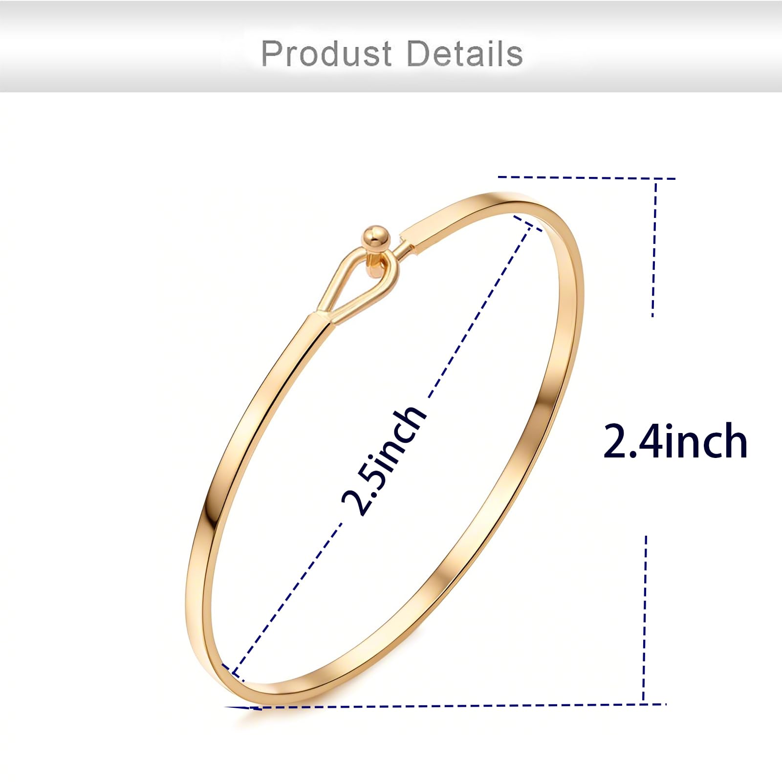 Dainty Gold Bar Bracelet for Women Simple Delicate Thin Cuff Bangle Hook Bracelet 18K Gold Plated Handmade Minimalist Jewelry SL-014