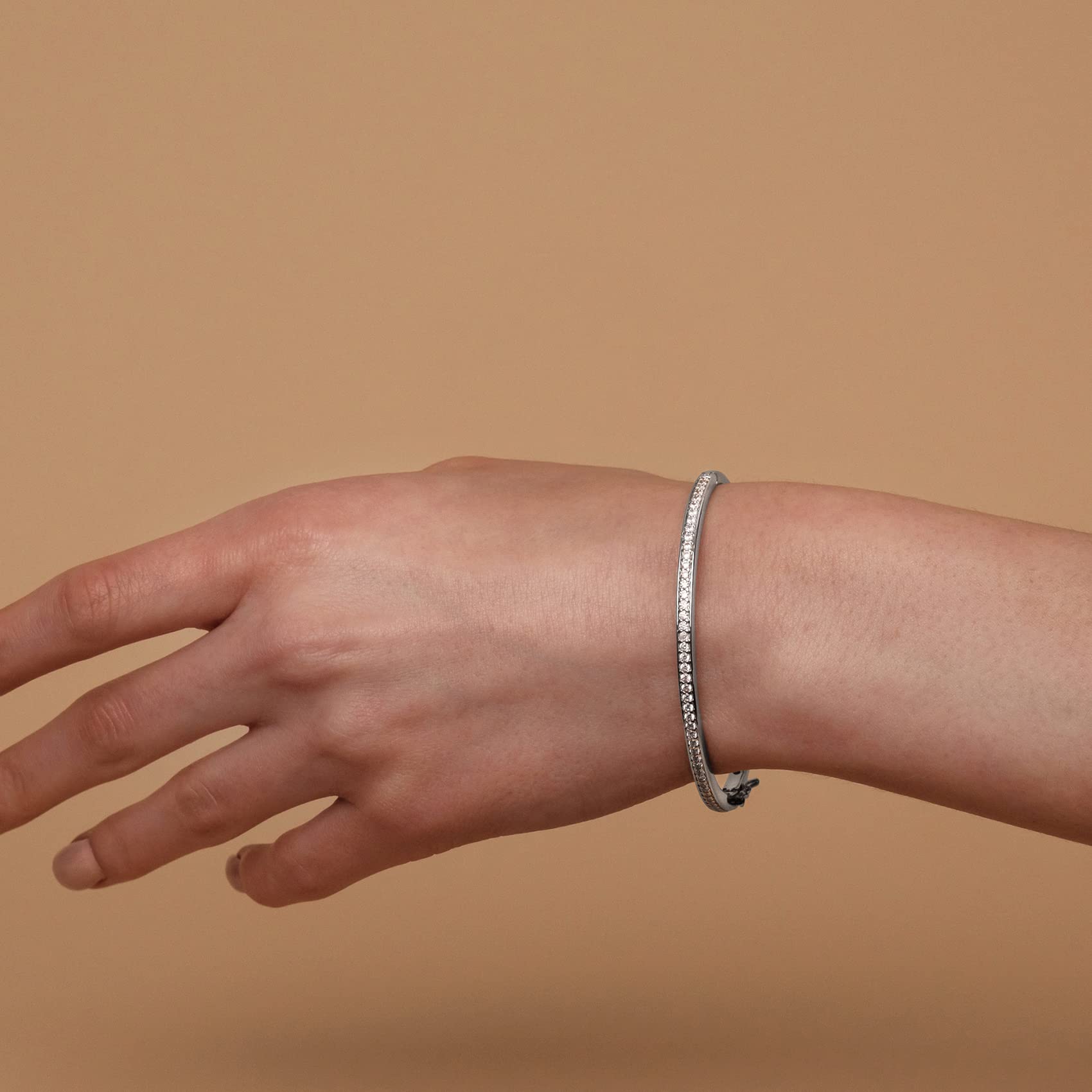 14K Gold Plated Cubic Zirconia Bangle Tennis Bracelets for Women | Classic Love Cuff Bangle Bracelets  SL-021