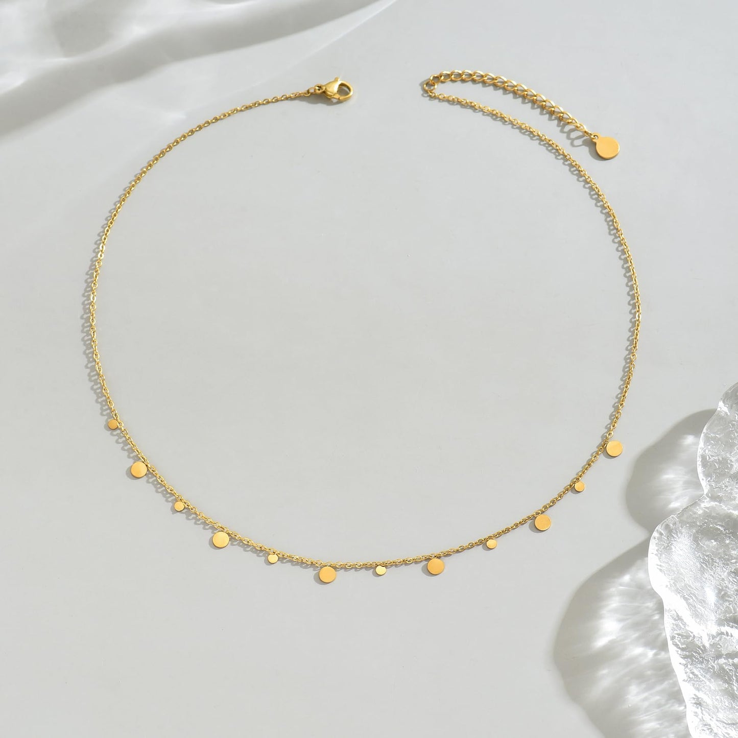 Gold Chain Necklace for Women 18K Gold Plated Stainless Steel Necklace Dainty Star Cross Heart Choker Chains Simple Delicate Minimalist Trendy Jewelry XL-013