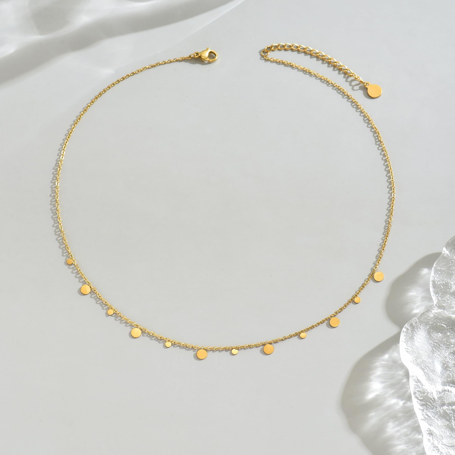 Gold Chain Necklace for Women 18K Gold Plated Stainless Steel Necklace Dainty Star Cross Heart Choker Chains Simple Delicate Minimalist Trendy Jewelry XL-013