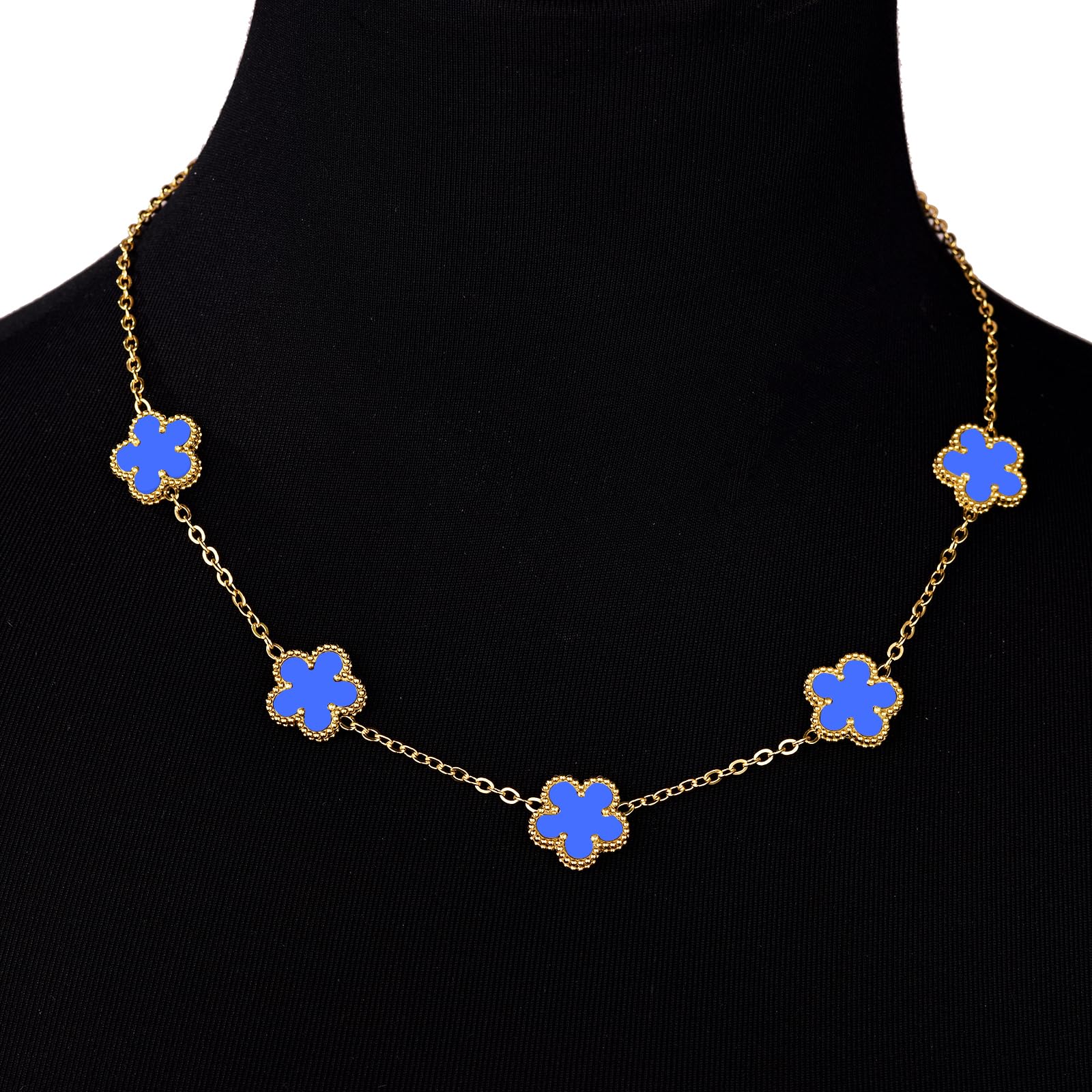 Clover Necklace for Women 18K Gold Plated Stainless Steel Four Leaf Clover Necklace Lucky Simple Dainty Jewelry XL-007