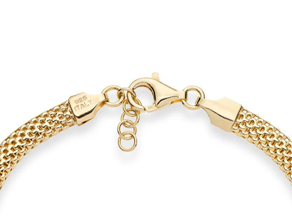18K Gold Over Sterling Silver Italian 5mm Mesh Link Chain Bracelet for Women SL-022