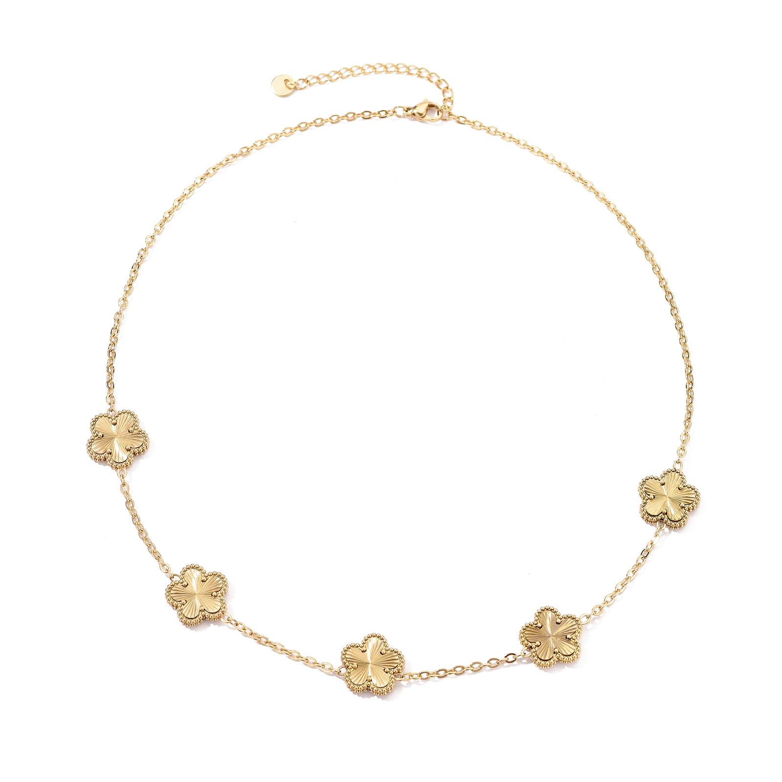 Clover Necklace for Women 18K Gold Plated Stainless Steel Four Leaf Clover Necklace Lucky Simple Dainty Jewelry XL-007