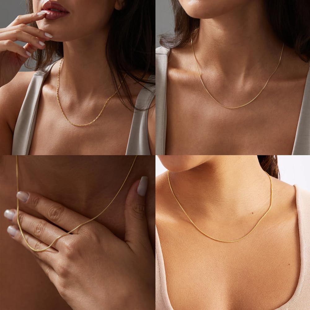 Waterproof Gold Necklace Layered Necklaces for Women Non Tarnish,18k Gold Plated Stainless Steel Dainty Stack Thin Chain Necklace Set for Women Gifts XL-010