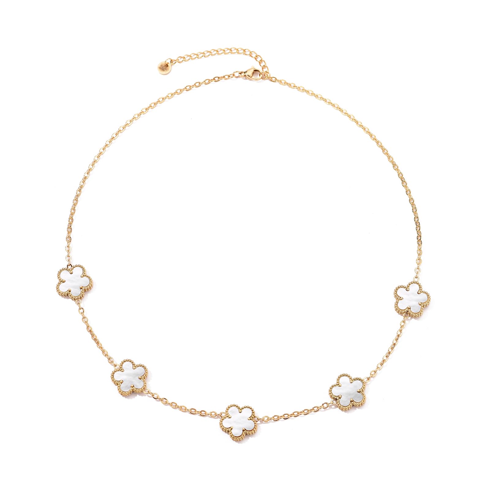 Clover Necklace for Women 18K Gold Plated Stainless Steel Four Leaf Clover Necklace Lucky Simple Dainty Jewelry XL-007