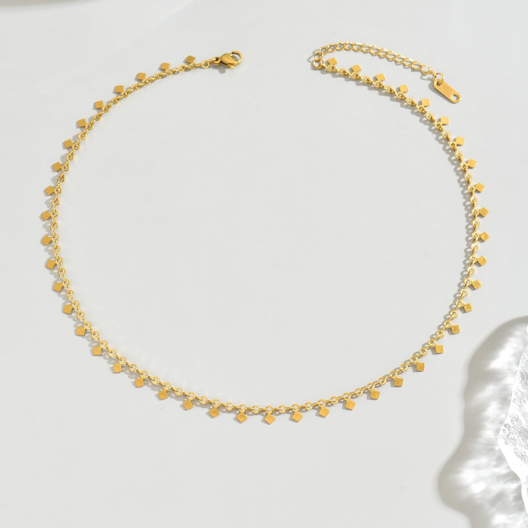 Gold Chain Necklace for Women 18K Gold Plated Stainless Steel Necklace Dainty Star Cross Heart Choker Chains Simple Delicate Minimalist Trendy Jewelry XL-013