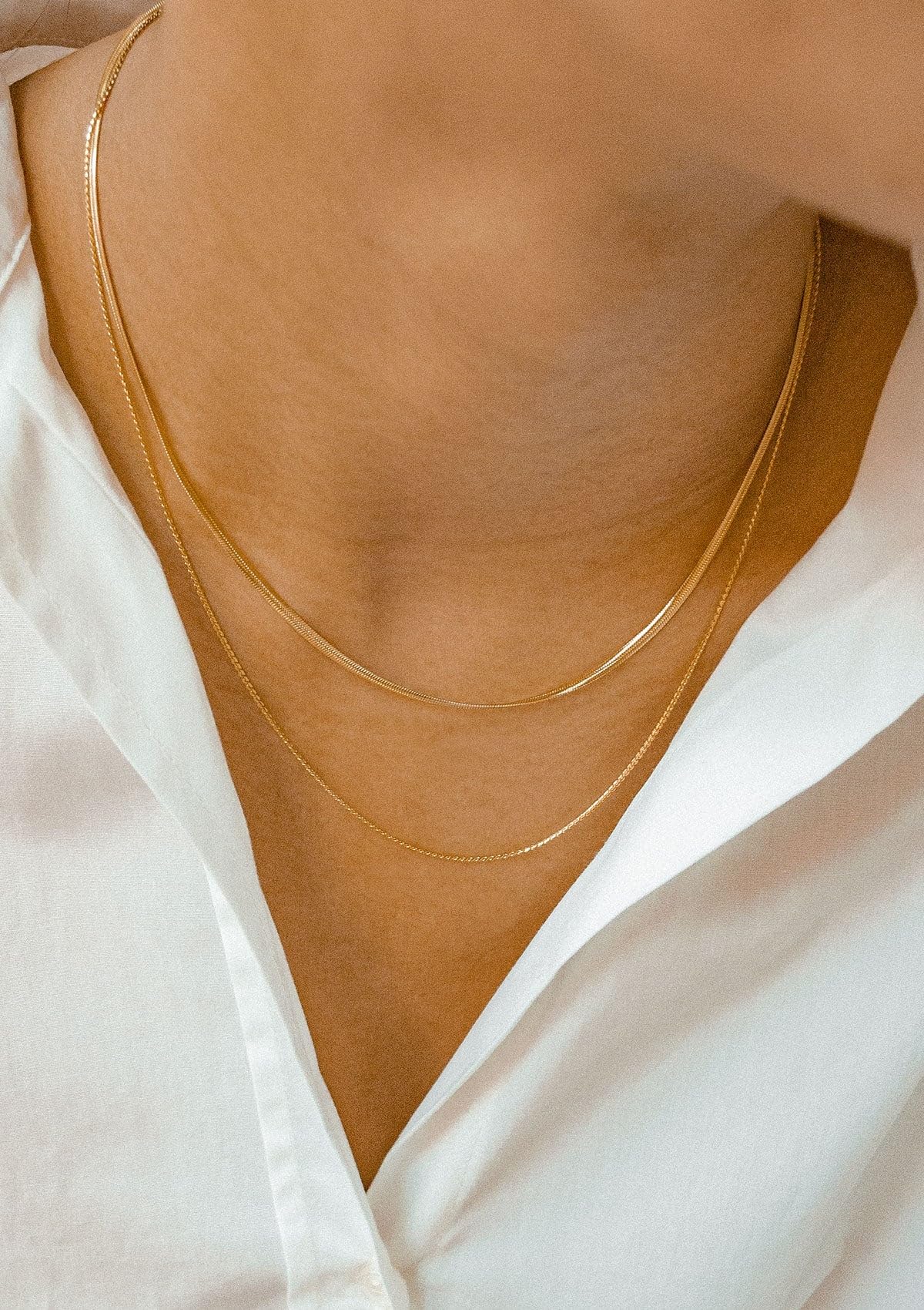 Waterproof Gold Necklace Layered Necklaces for Women Non Tarnish,18k Gold Plated Stainless Steel Dainty Stack Thin Chain Necklace Set for Women Gifts XL-010