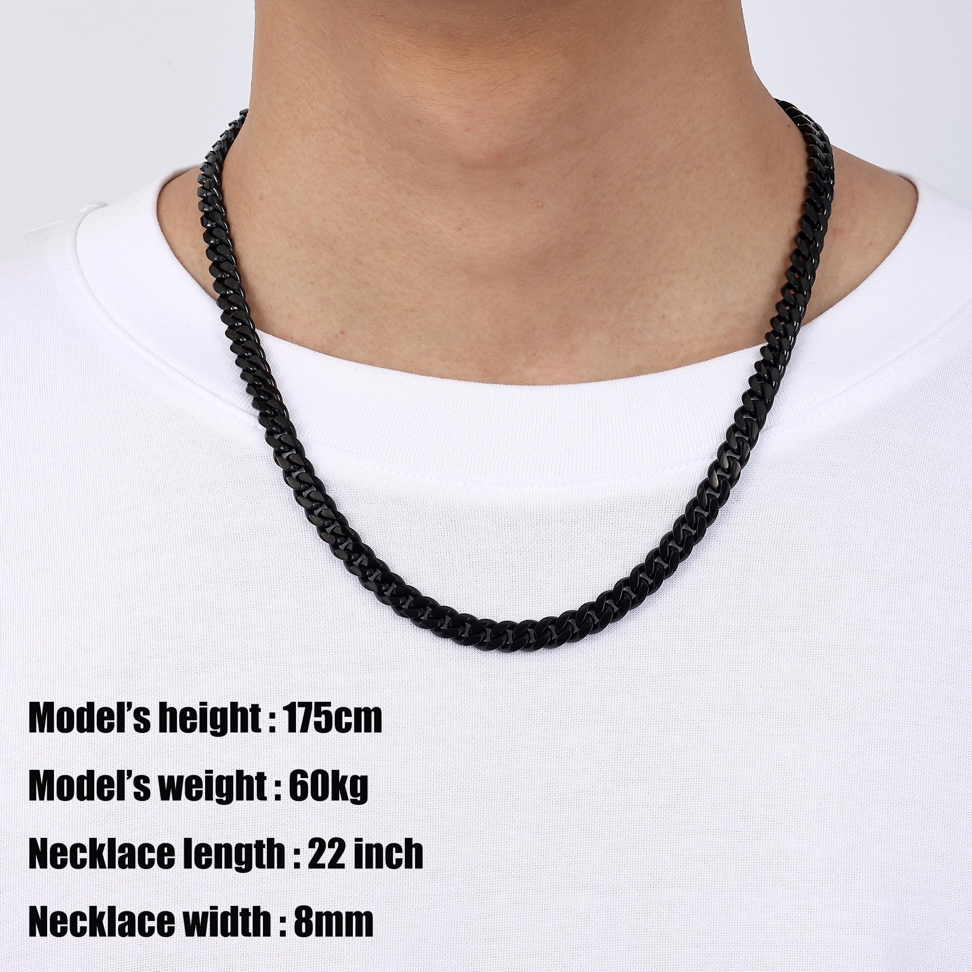3.5mm Cuban Link Chains for Men, Silver Tone/Black/14K Gold Plated Stainless Steel Necklace Chain, Mens Necklace 16, 18, 20, 22, 24, 26, 28 Inch XL-008