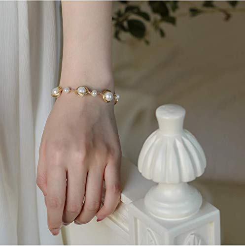 Pearl Bracelet Baroque Cultured Handmade Wind Bossimi 18K Gold Plated Work Around Silk Adjustable Charm Fashion Valentine Delicate Vintage Jewelry SL-050