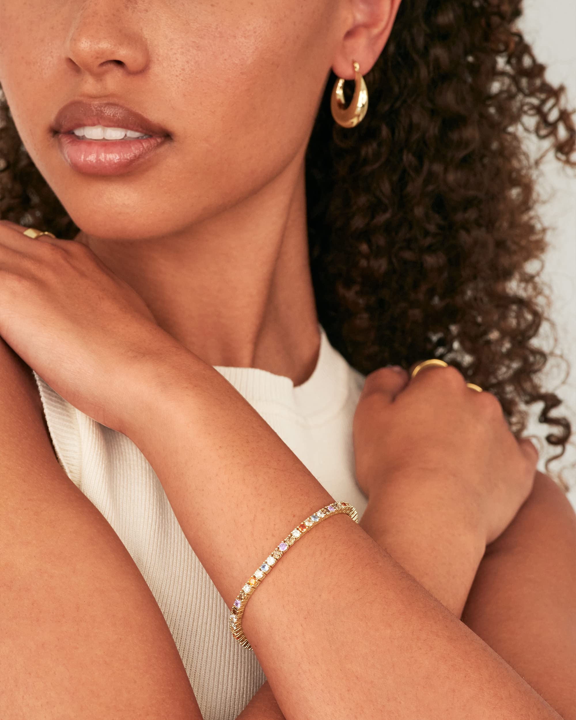 14K Gold Plated 3mm Multi Colored CZ Tennis Bracelet | Boho Cubic Zirconia Bracelet for Women | Size 6.5-7.5 Inch SL-034