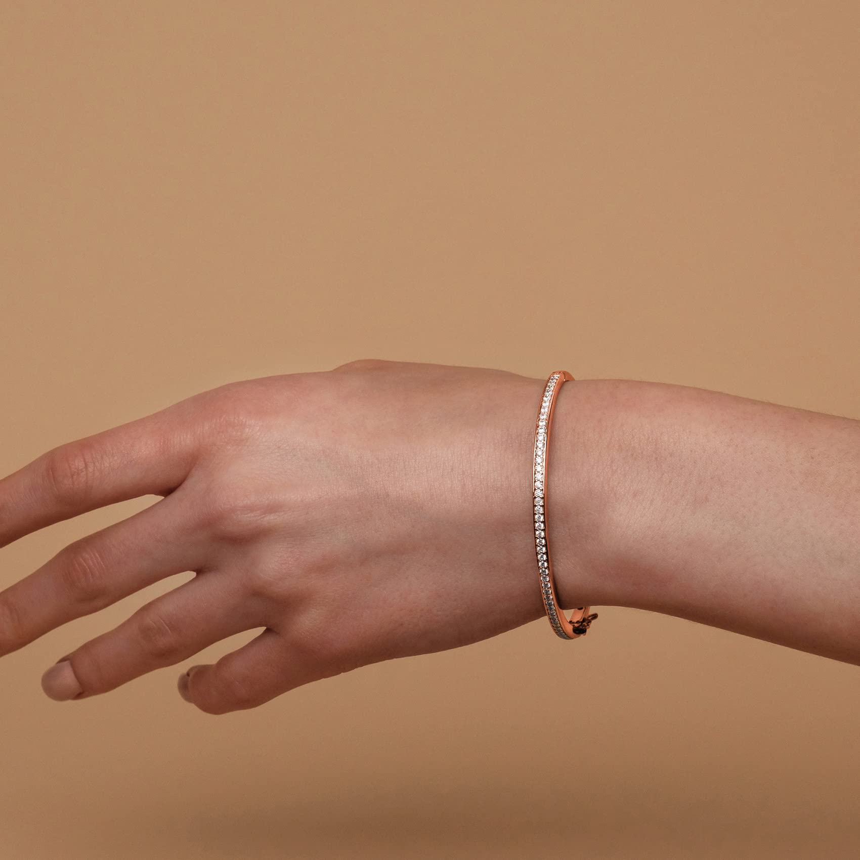 14K Gold Plated Cubic Zirconia Bangle Tennis Bracelets for Women | Classic Love Cuff Bangle Bracelets  SL-021