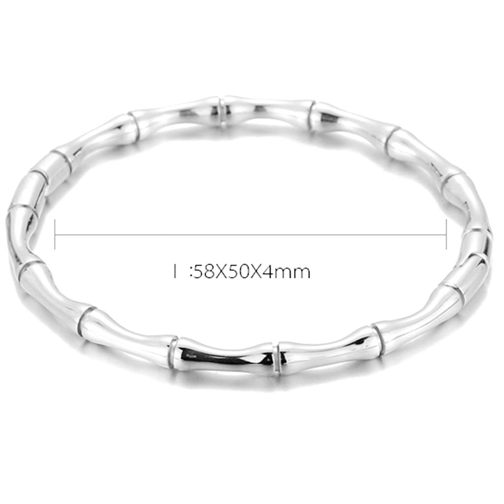 Stainless Steel Bamboo Style Classic Plain Open Clasp Bangle Bracelet SL-011
