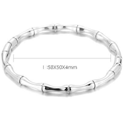 Stainless Steel Bamboo Style Classic Plain Open Clasp Bangle Bracelet SL-011