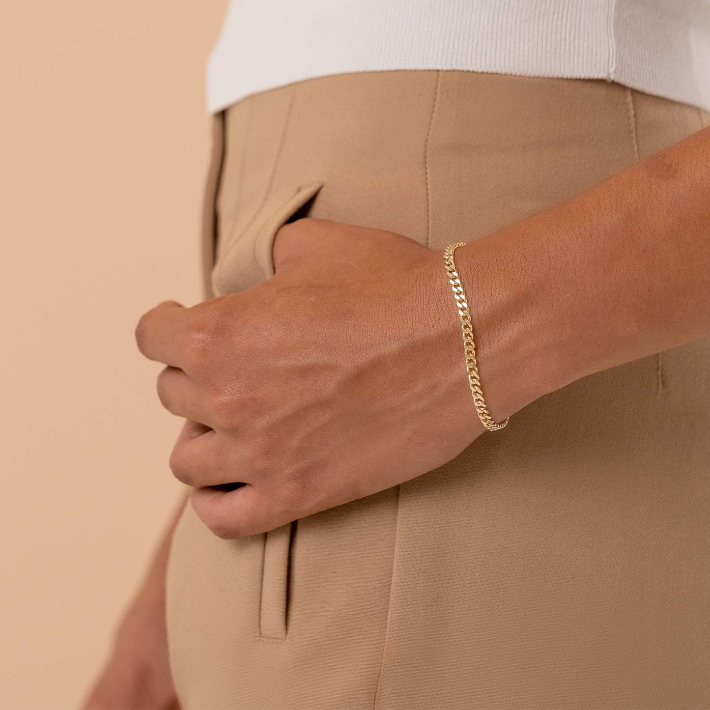 14K Gold Plated Paperclip/Curb/Figaro Chain Adjustable Bracelet for Women SL-026