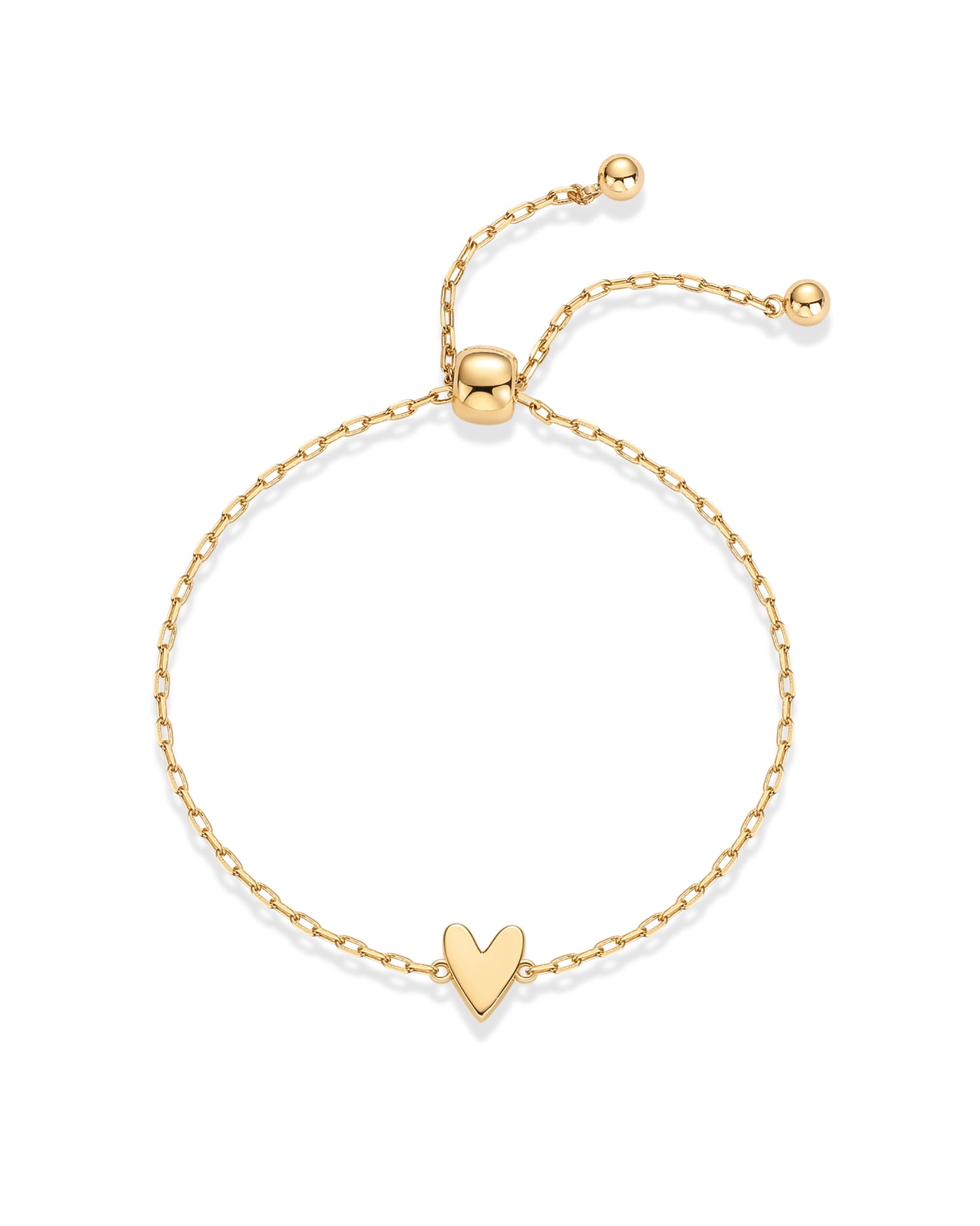 14K Gold Plated Matching Heart Charms Solitaire Bracelet Set for Women | Adjustable Love Friendship Two Bracelet Pack SL-017