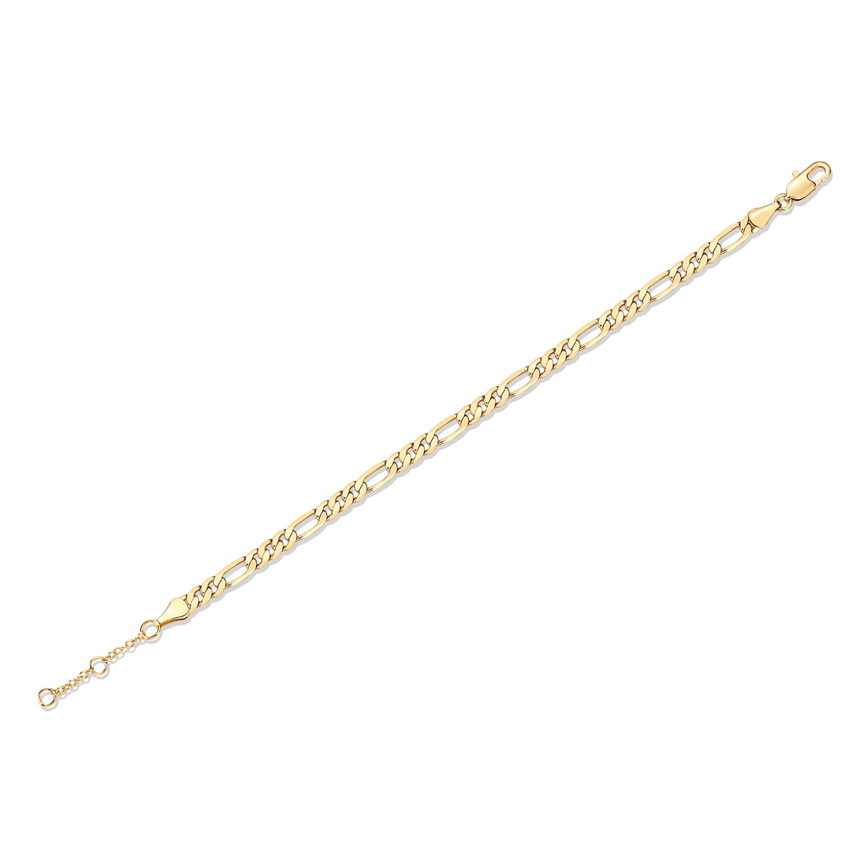 14K Gold Plated Paperclip/Curb/Figaro Chain Adjustable Bracelet for Women SL-026