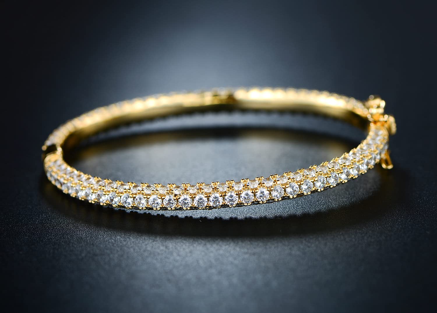 18K Gold Plated Crystal Bling Eternity Bangle Bracelet SL-031