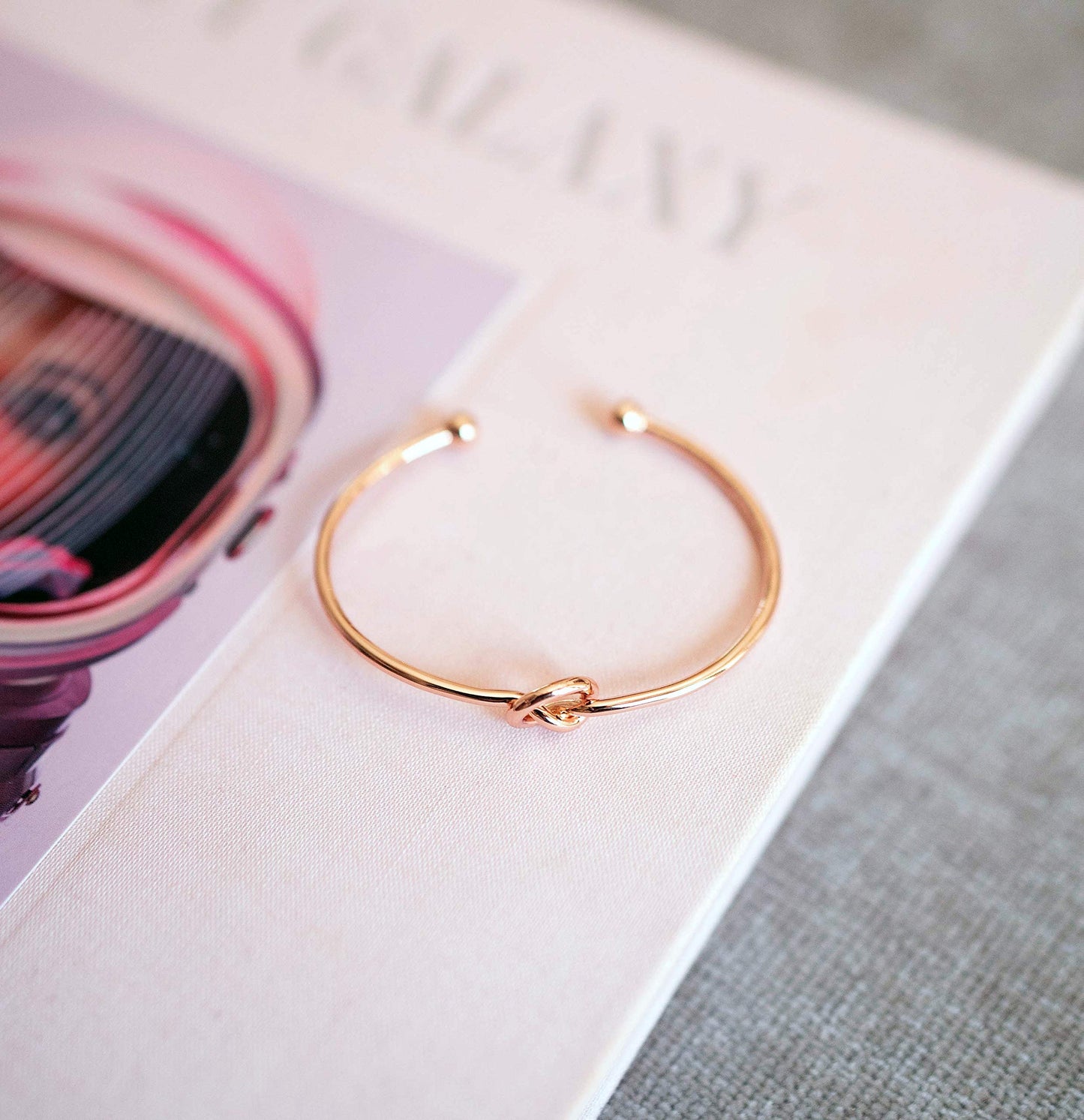 14K Gold Plated Forever Love Knot Infinity Bangle Bracelets for Women | Adjustable Gold Bangle Bracelet for Women SL-024