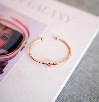 14K Gold Plated Forever Love Knot Infinity Bangle Bracelets for Women | Adjustable Gold Bangle Bracelet for Women SL-024