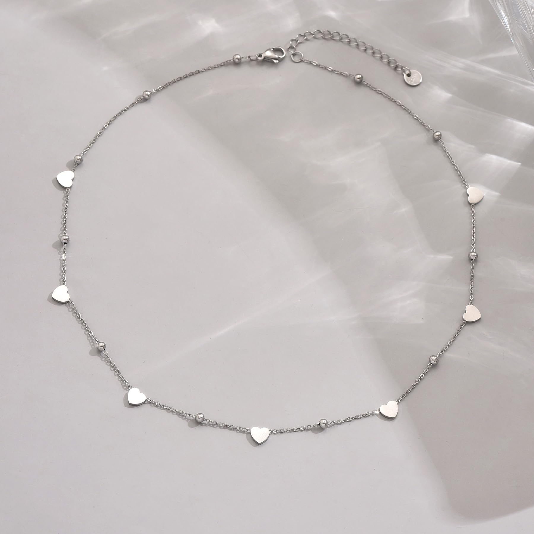 Gold Chain Necklace for Women 18K Gold Plated Stainless Steel Necklace Dainty Star Cross Heart Choker Chains Simple Delicate Minimalist Trendy Jewelry XL-013