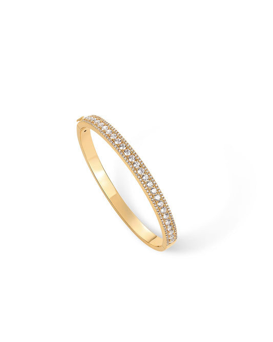 14K Gold Plated Cubic Zirconia Bangle Tennis Bracelets for Women | Classic Love Cuff Bangle Bracelets  SL-021