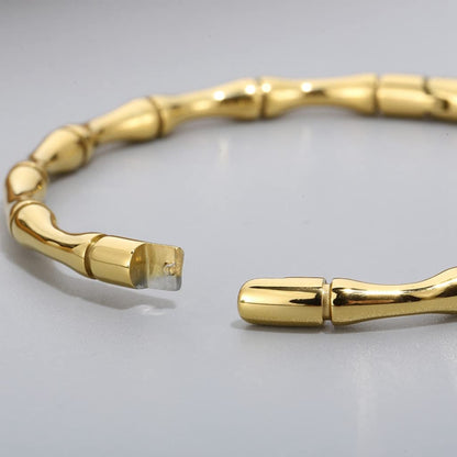 Stainless Steel Bamboo Style Classic Plain Open Clasp Bangle Bracelet SL-011