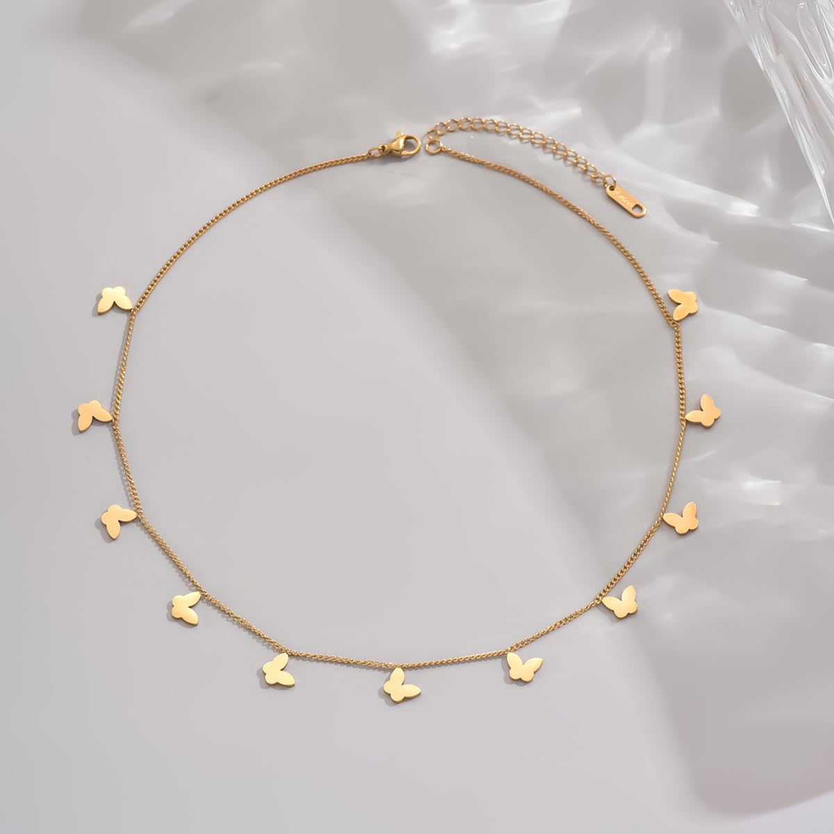 Gold Chain Necklace for Women 18K Gold Plated Stainless Steel Necklace Dainty Star Cross Heart Choker Chains Simple Delicate Minimalist Trendy Jewelry XL-013