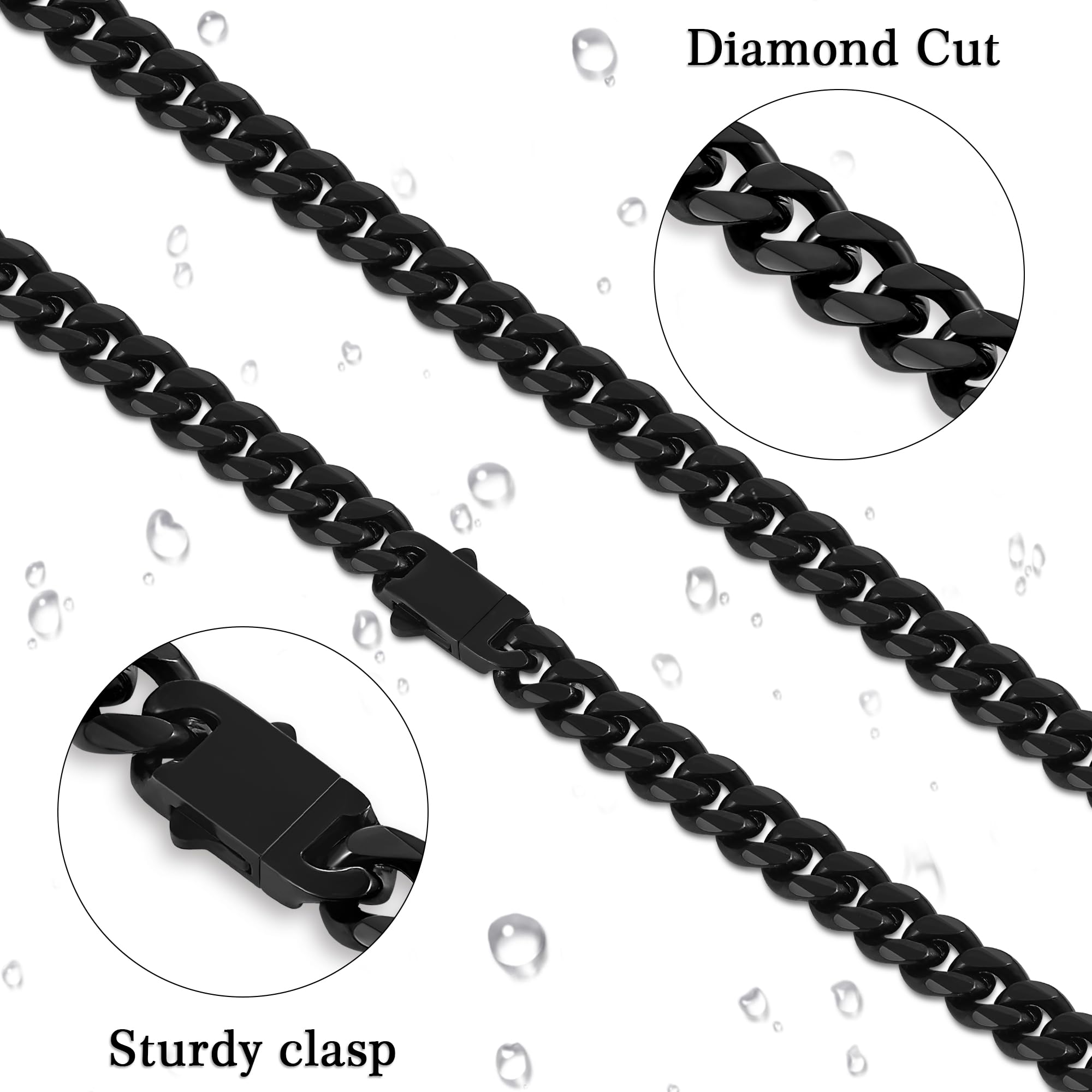 3.5mm Cuban Link Chains for Men, Silver Tone/Black/14K Gold Plated Stainless Steel Necklace Chain, Mens Necklace 16, 18, 20, 22, 24, 26, 28 Inch XL-008