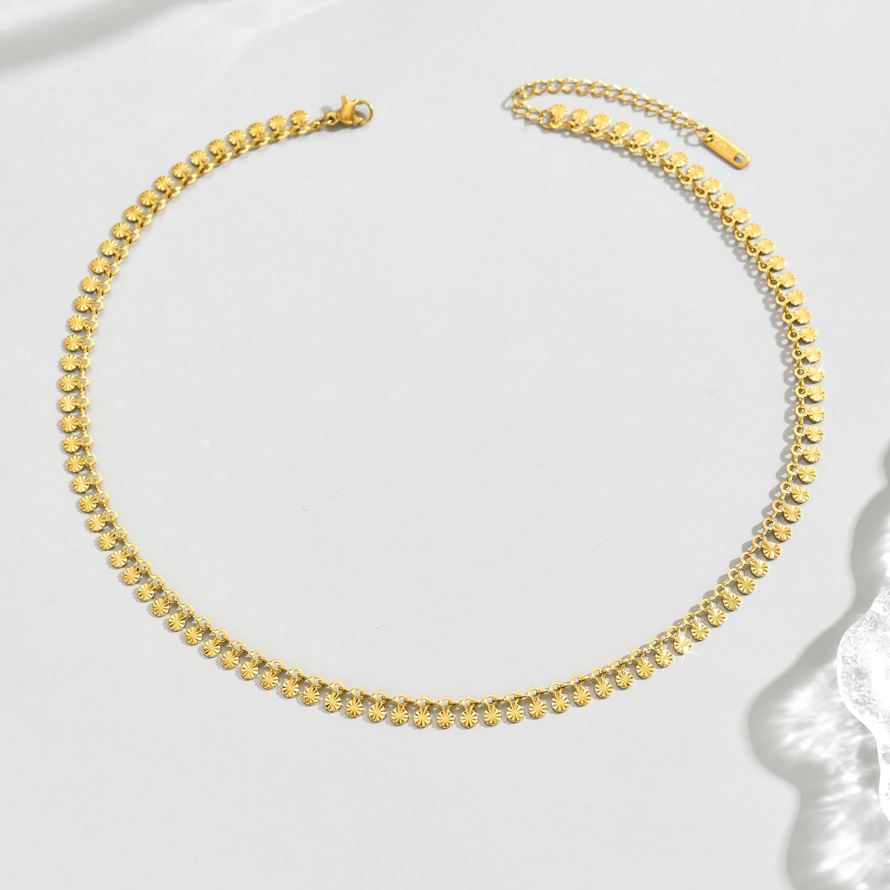 Gold Chain Necklace for Women 18K Gold Plated Stainless Steel Necklace Dainty Star Cross Heart Choker Chains Simple Delicate Minimalist Trendy Jewelry XL-013