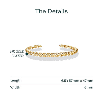 Gold Plated Twisted Chunky Bangle Bracelet | 14K Gold Plated | Lightweight Everyday Jewelry SL-016