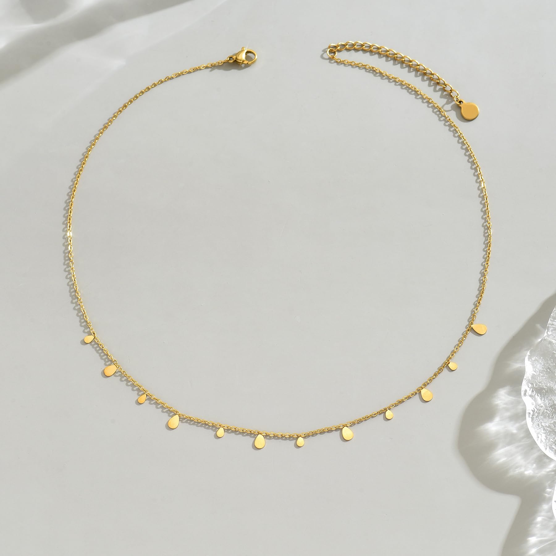 Gold Chain Necklace for Women 18K Gold Plated Stainless Steel Necklace Dainty Star Cross Heart Choker Chains Simple Delicate Minimalist Trendy Jewelry XL-013