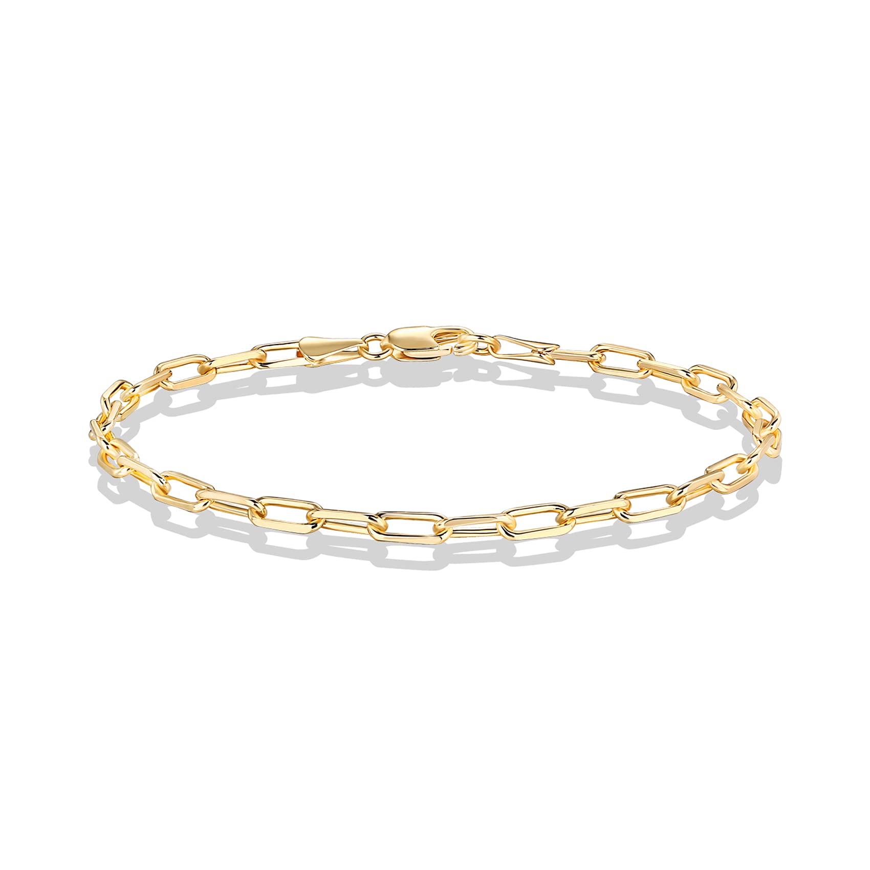 14K Gold Plated Paperclip/Curb/Figaro Chain Adjustable Bracelet for Women SL-026