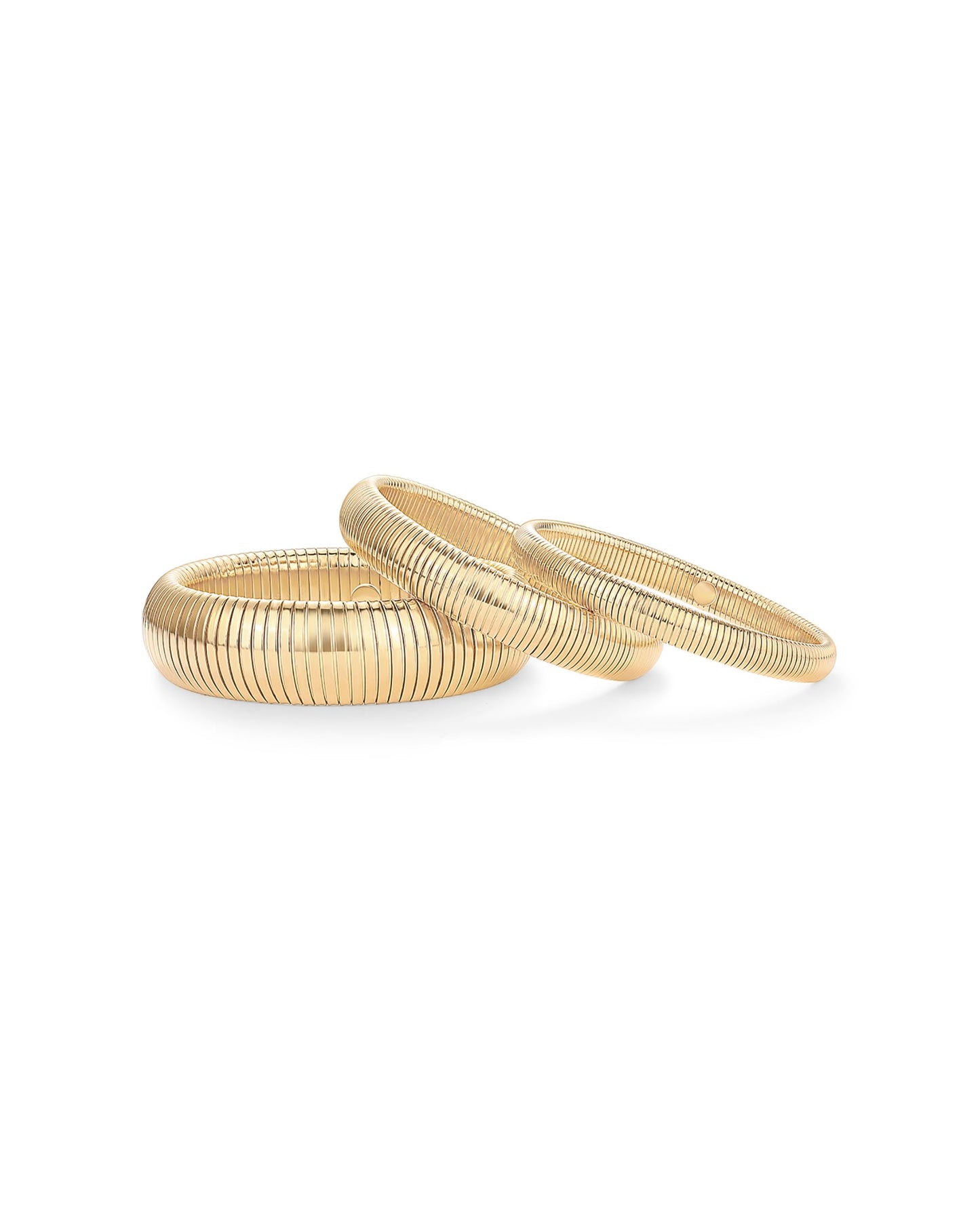 Stainless Steel 14K Gold Plated Waterproof Flexible Stretch Chunky Bangle for Women | Cobra Bracelet SL-012