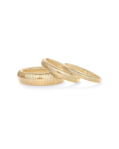 Stainless Steel 14K Gold Plated Waterproof Flexible Stretch Chunky Bangle for Women | Cobra Bracelet SL-012