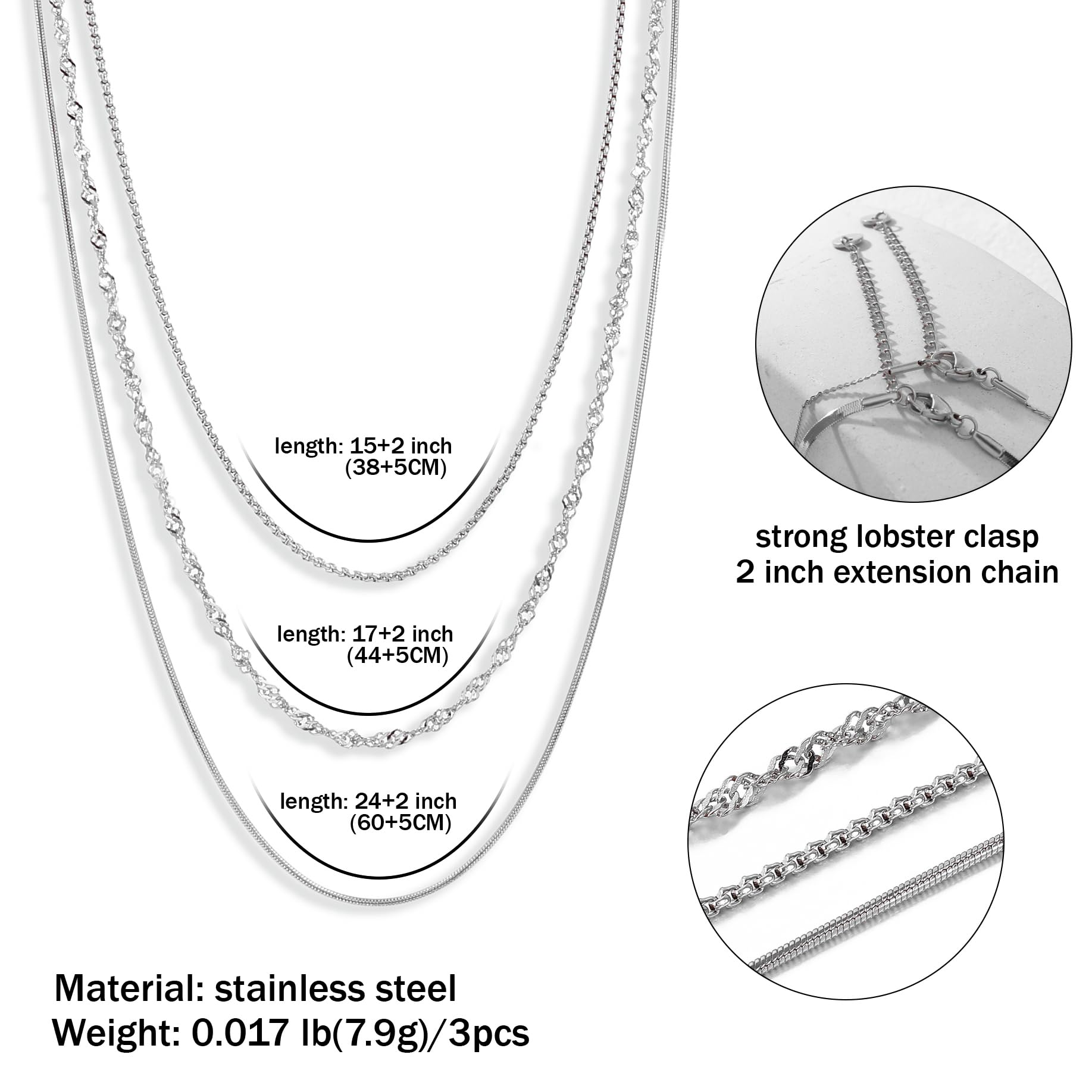 Waterproof Gold Necklace Layered Necklaces for Women Non Tarnish,18k Gold Plated Stainless Steel Dainty Stack Thin Chain Necklace Set for Women Gifts XL-010