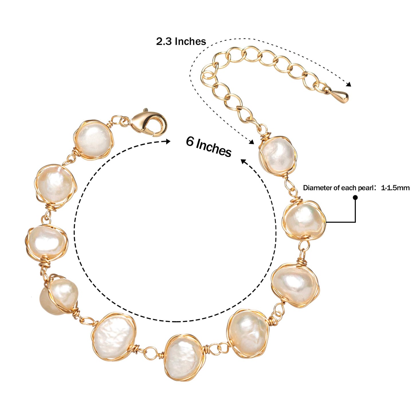 Pearl Bracelet Baroque Cultured Handmade Wind Bossimi 18K Gold Plated Work Around Silk Adjustable Charm Fashion Valentine Delicate Vintage Jewelry SL-050