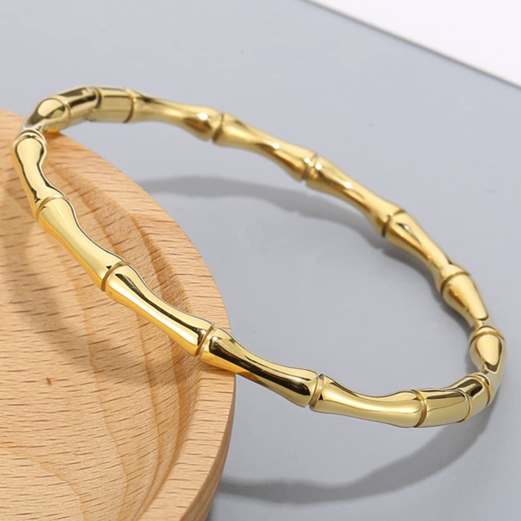 Stainless Steel Bamboo Style Classic Plain Open Clasp Bangle Bracelet SL-011
