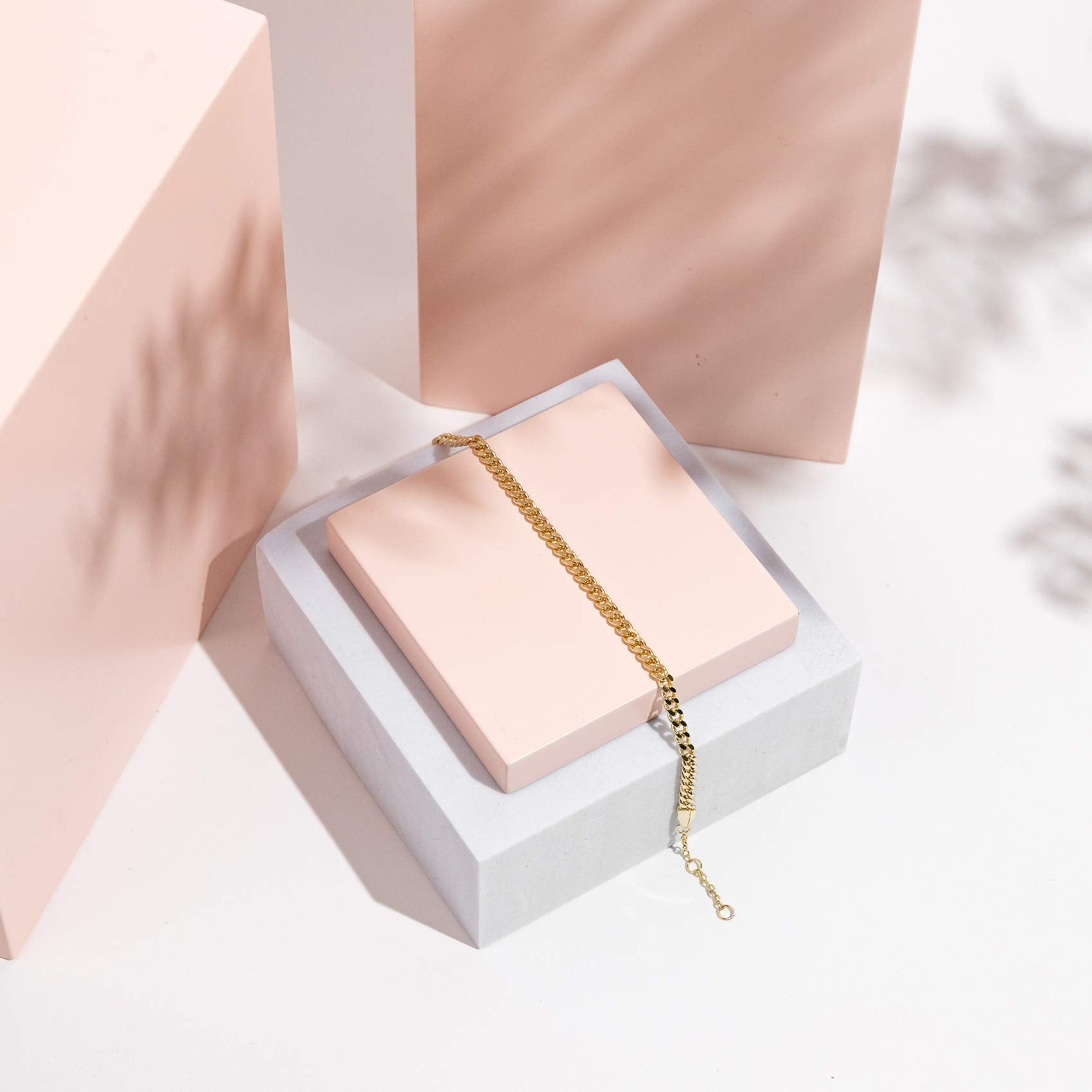 14K Gold Plated Paperclip/Curb/Figaro Chain Adjustable Bracelet for Women SL-026