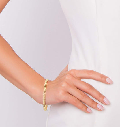 18K Gold Over Sterling Silver Italian 5mm Mesh Link Chain Bracelet for Women SL-022