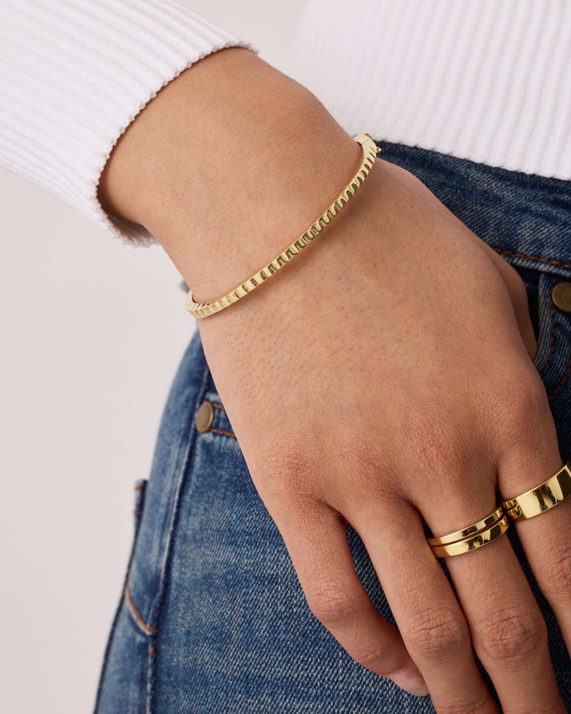 14K Gold Plated Cubic Zirconia Bangle Tennis Bracelets for Women | Classic Love Cuff Bangle Bracelets  SL-021