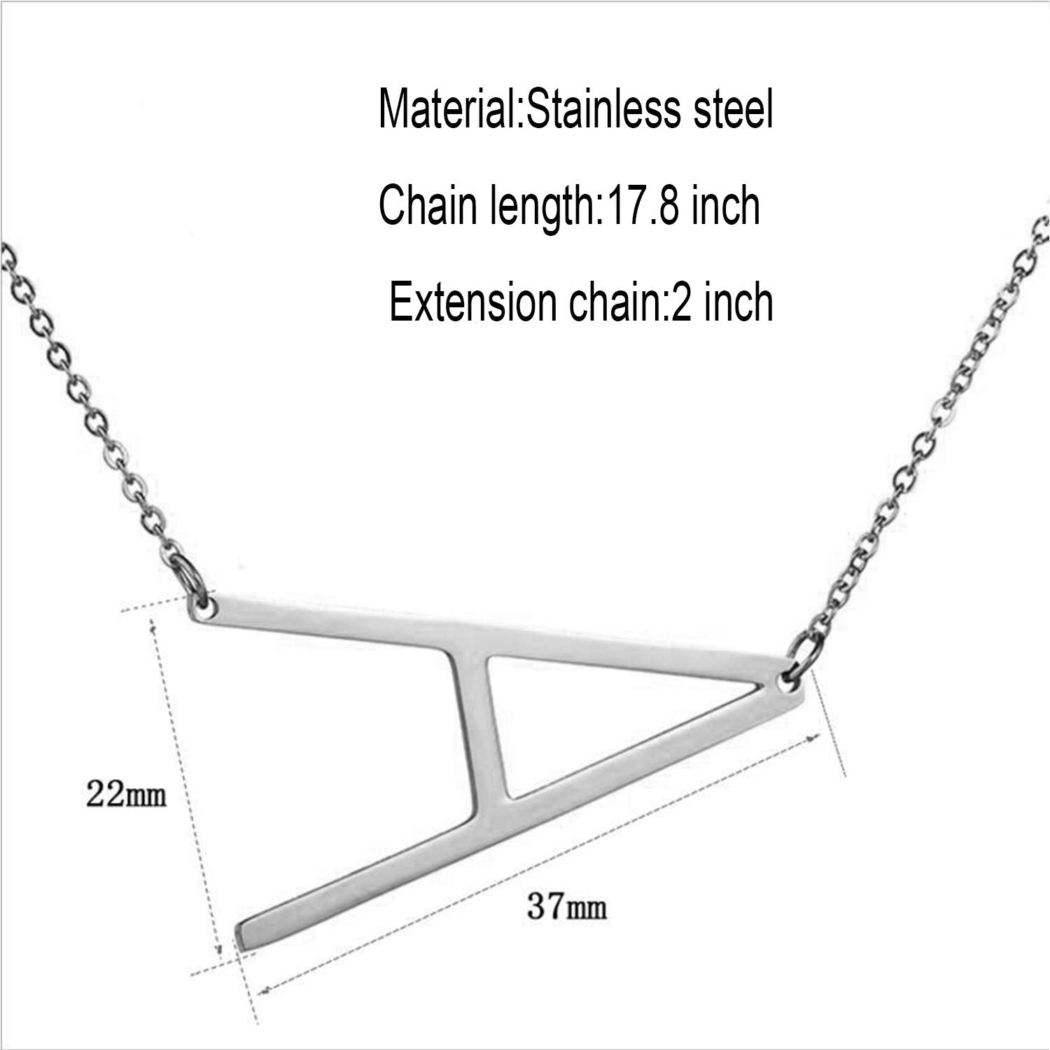 Sideways Initial Necklace 18K Gold Plated Stainless Steel Large Big Letters Pendant Necklace Script Name Monogram Necklaces for Women XL-012