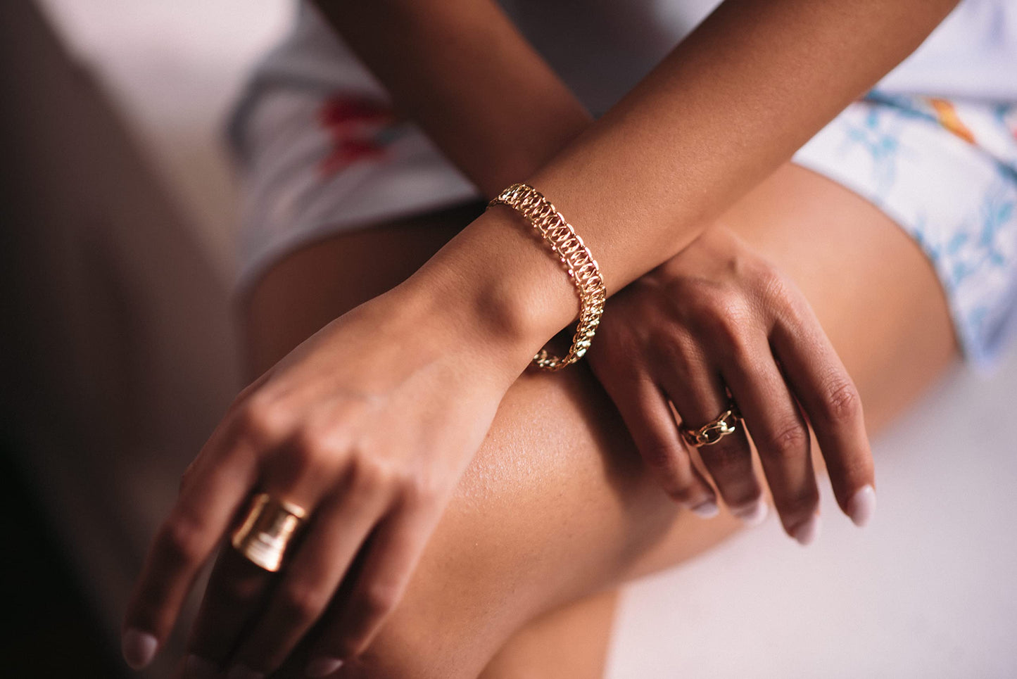 18K Gold Plated Mesh Bracelet for Women, 7.5 Inches 9mm wide SL-033