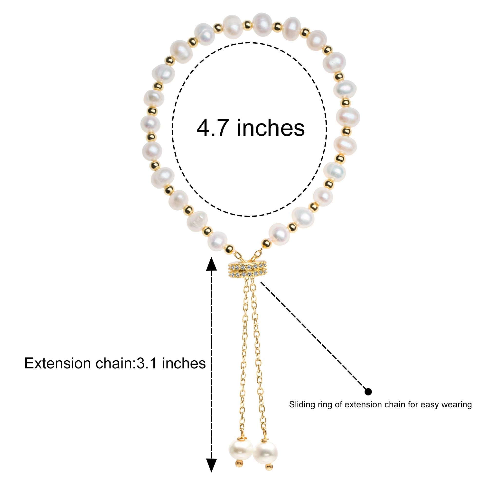 Pearl Bracelet Chain Link Baroque Culture  14K Gold Filled Adjustable Fashion Valentine Charm Dainty Handmade Jewelry for Women Wife Mother SL-046