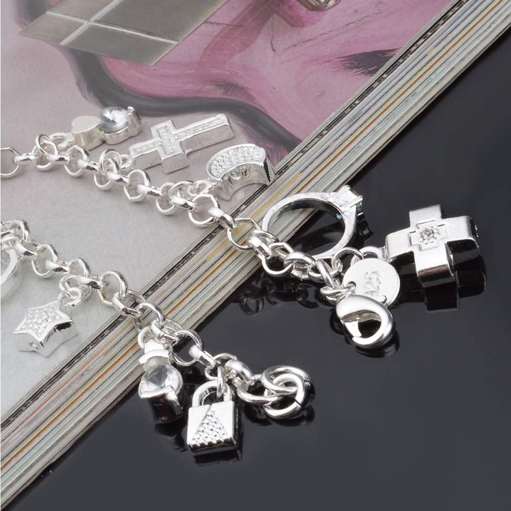 S925 Silver Thirteen Hanging Pieces Bracelet for Women Gift Bracelets & Bangles Jewelry SL-042