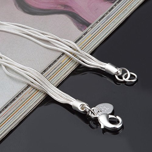 925 Sterling Silver Five-Line Chain with Five-Heart Bracelet Bangle SL-039