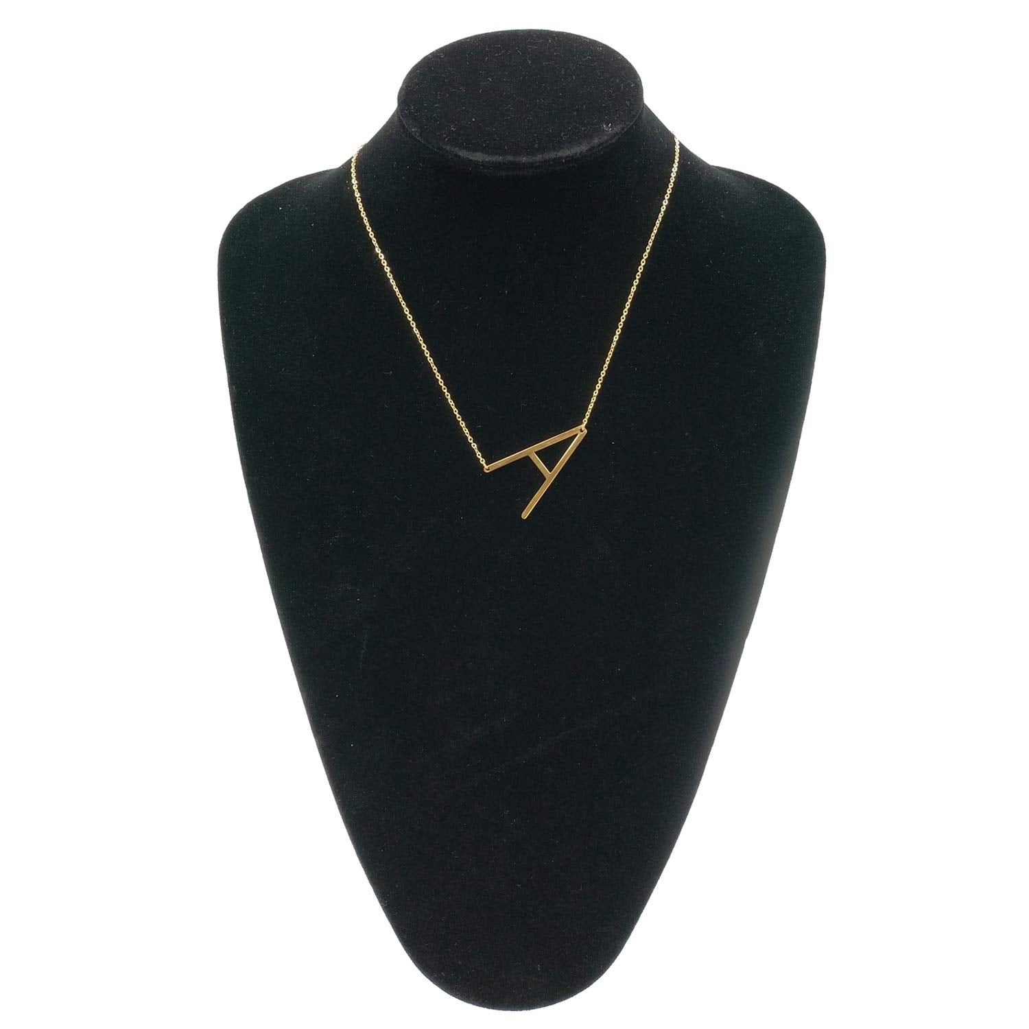 Sideways Initial Necklace 18K Gold Plated Stainless Steel Large Big Letters Pendant Necklace Script Name Monogram Necklaces for Women XL-012