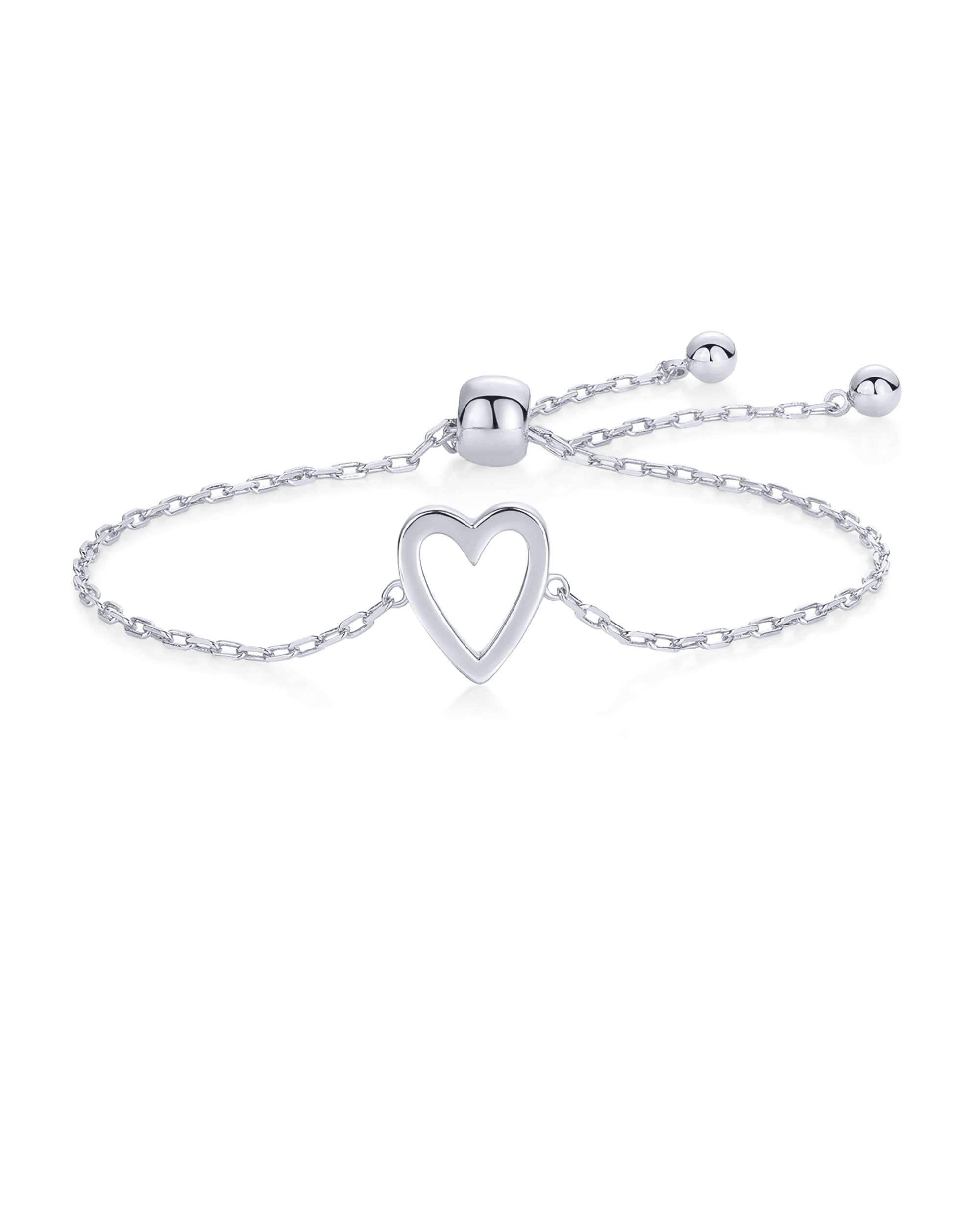 14K Gold Plated Matching Heart Charms Solitaire Bracelet Set for Women | Adjustable Love Friendship Two Bracelet Pack SL-017