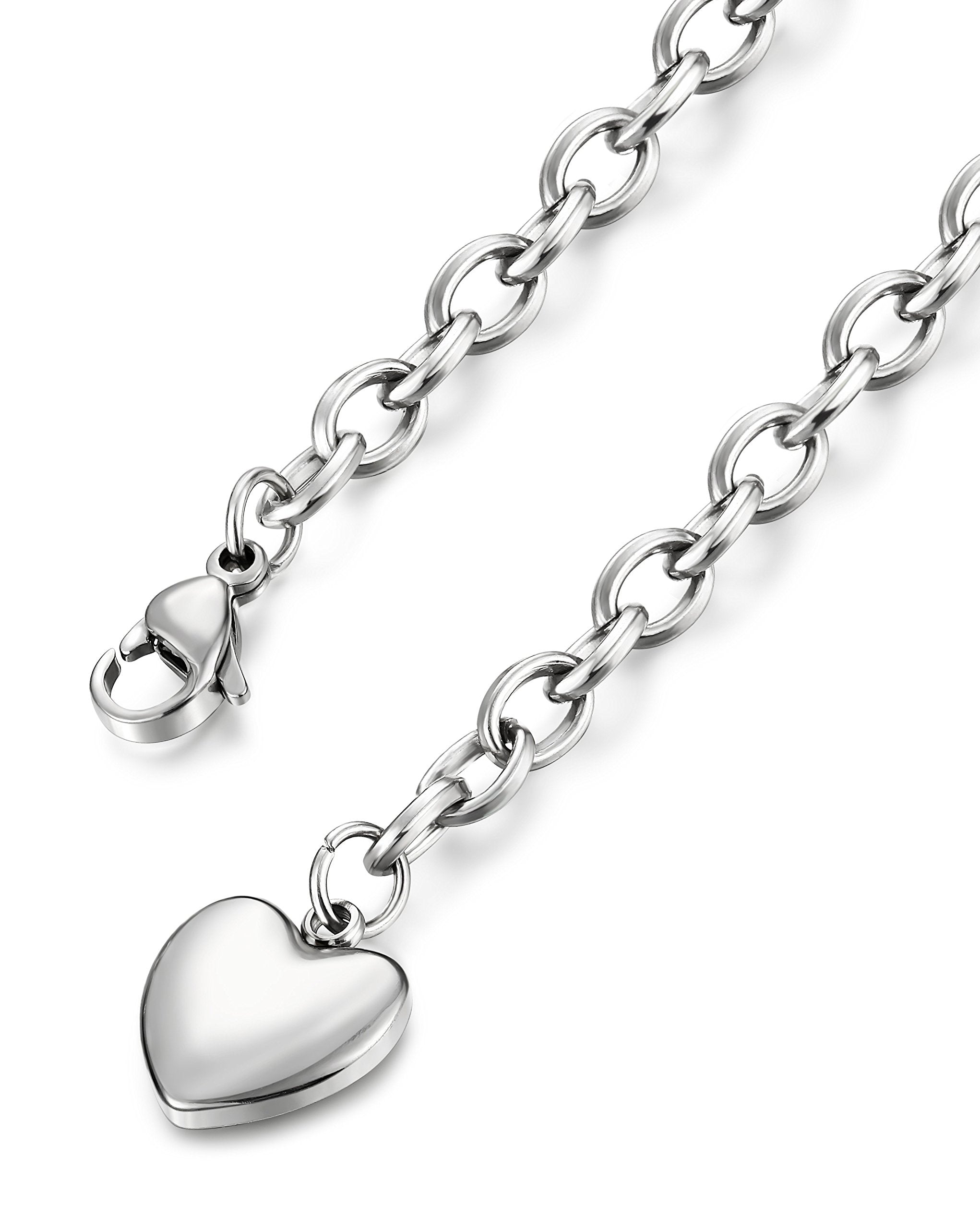 Women's Heart Charm Bracelets Stainless Steel Link Bracelet Birthday Gifts for Women Jewelry SL-006