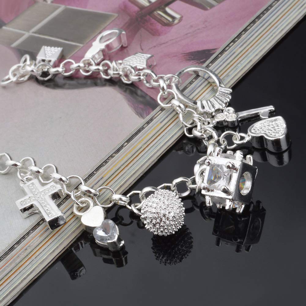 S925 Silver Thirteen Hanging Pieces Bracelet for Women Gift Bracelets & Bangles Jewelry SL-042