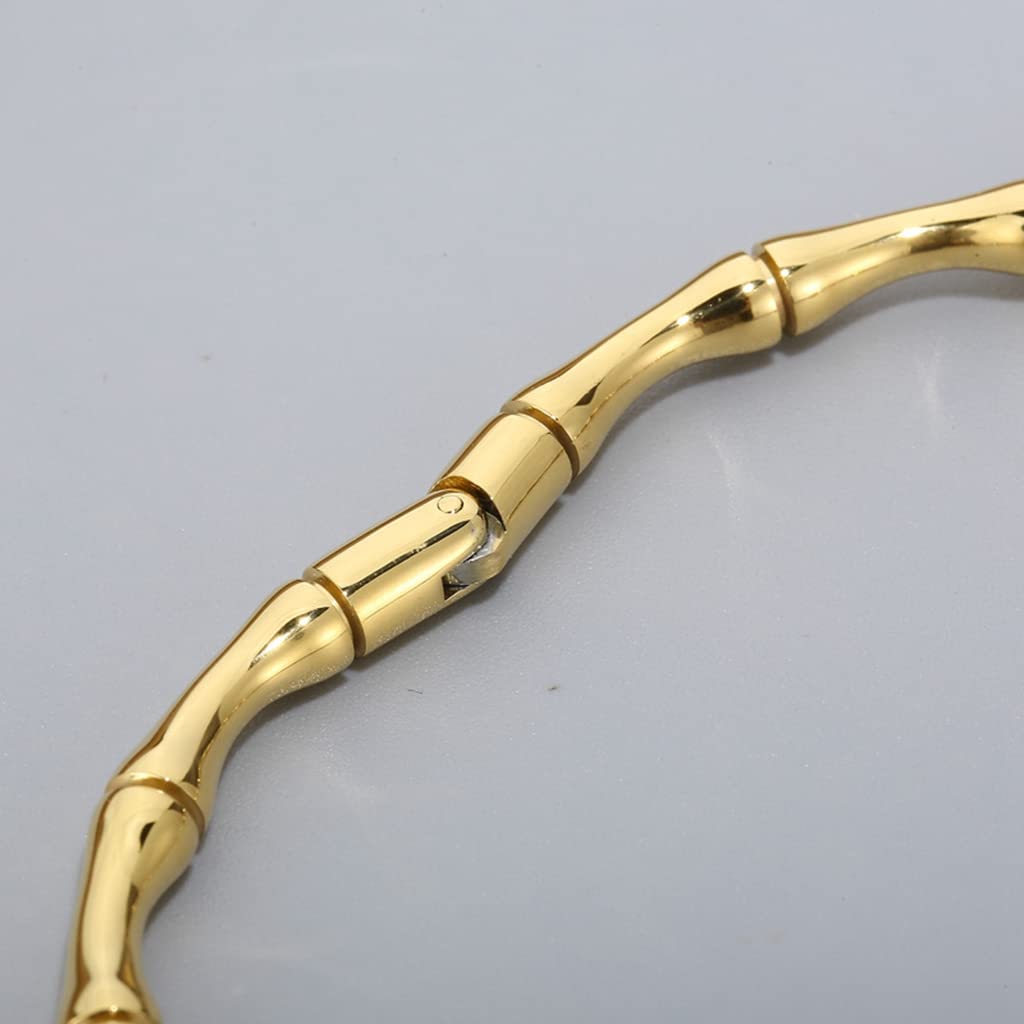 Stainless Steel Bamboo Style Classic Plain Open Clasp Bangle Bracelet SL-011